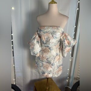 The Vintage Shop Floral Off-Shoulder Mini Dress Small